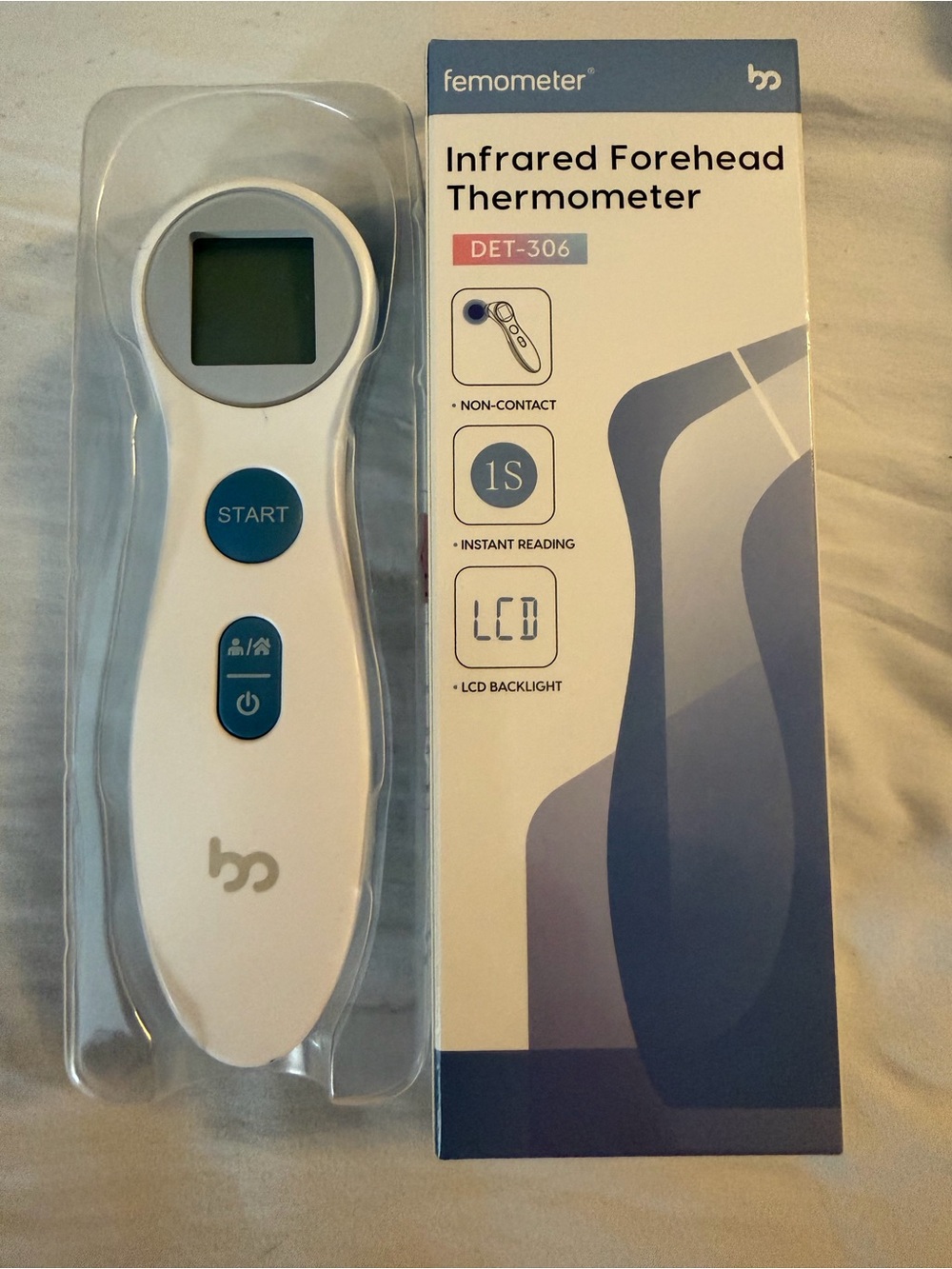 Femometer DET-306 Infrared Forehead Thermometer — White & Blue